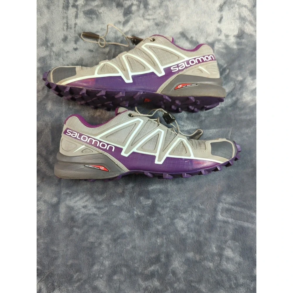 2016 Womens Salomon Speedcross 4 Sz 8.5 Shoes Quarry/Acai/Fair Aqua Trail/Hiking